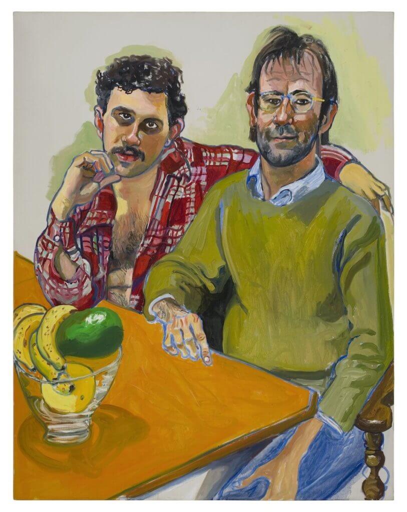 Alice Neel, Geoffrey Hendricks y Brian (Geoffrey Hendricks and Brian), 1978. Óleo sobre lienzo. 118,7 x 93,3 cm. San Francisco Museum of Modern Art, Adquisición por intercambio, a través de una donación anónima. © The Estate of Alice Neel, Bilbao, 2021